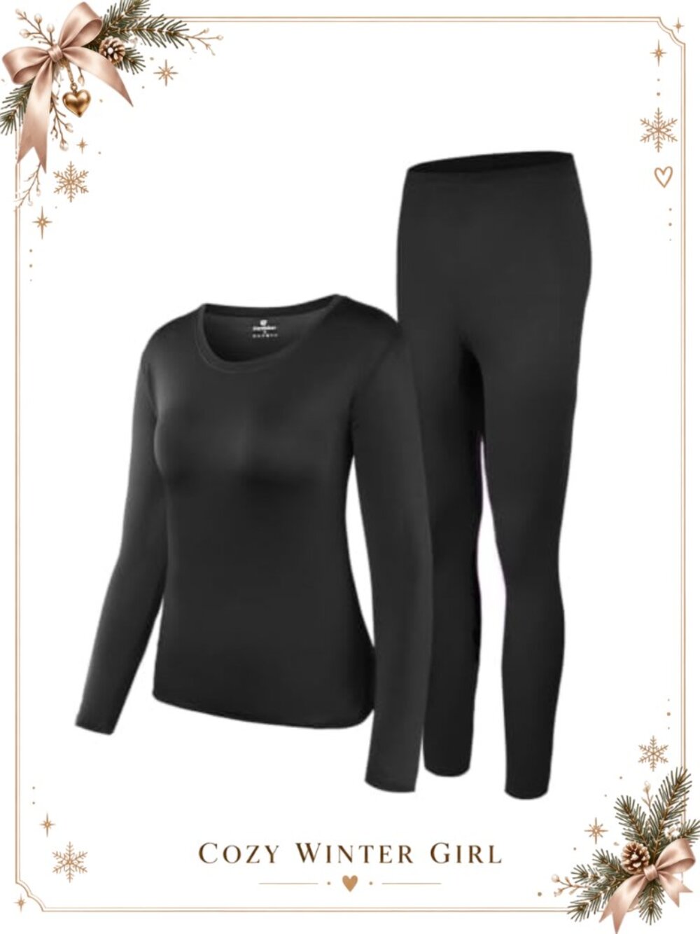 Women's Thermal Underwear Set Fleece Lined Base Layer Top & Bottom Long Johns